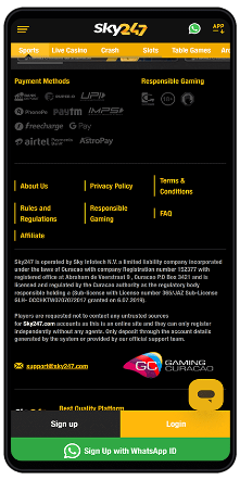 sky247 payment methods